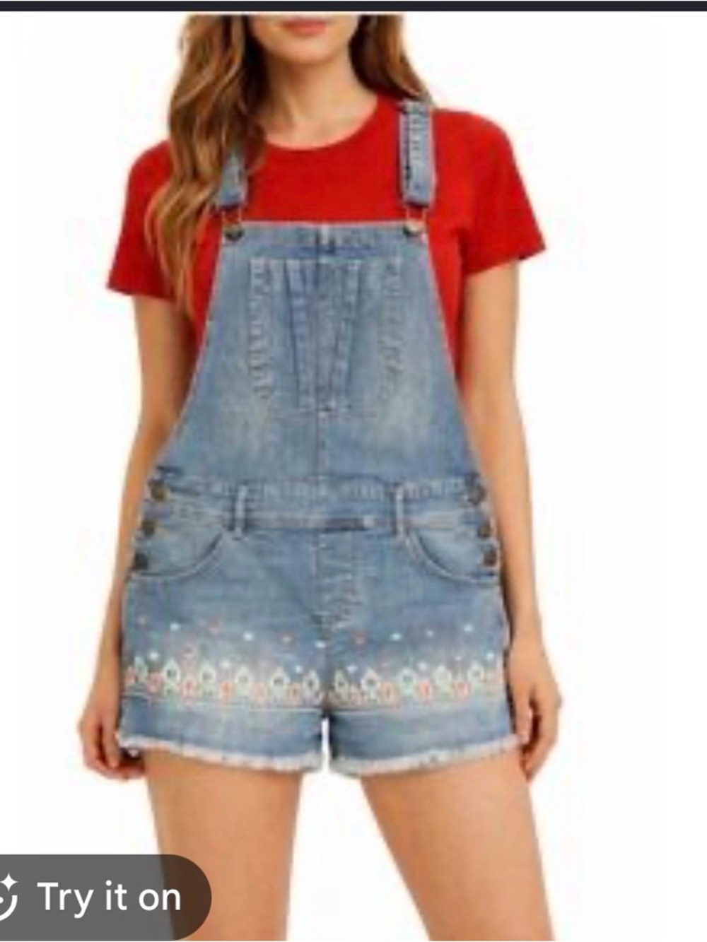 American Rag Bojo Embroidered Overall Shorts/Romper Small
